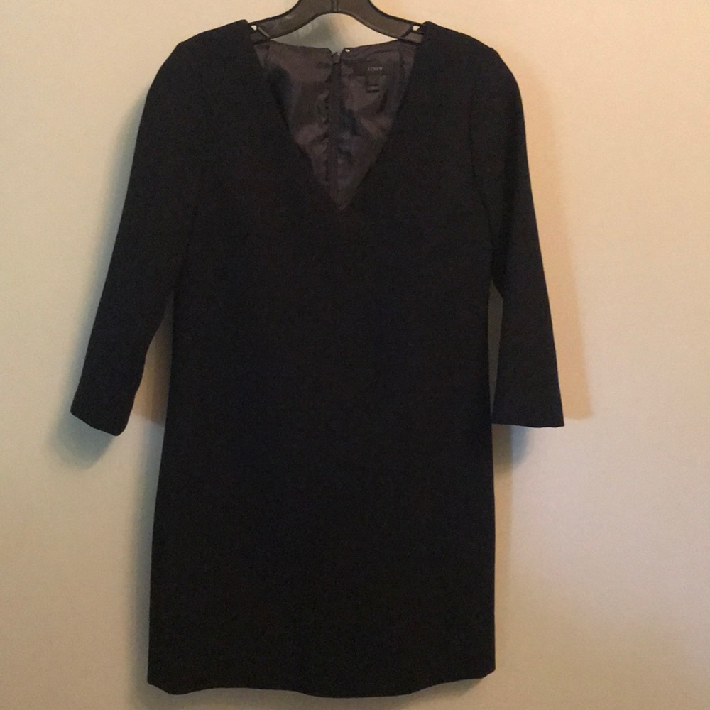 J Crew Wool Crepe V-Neck Dress